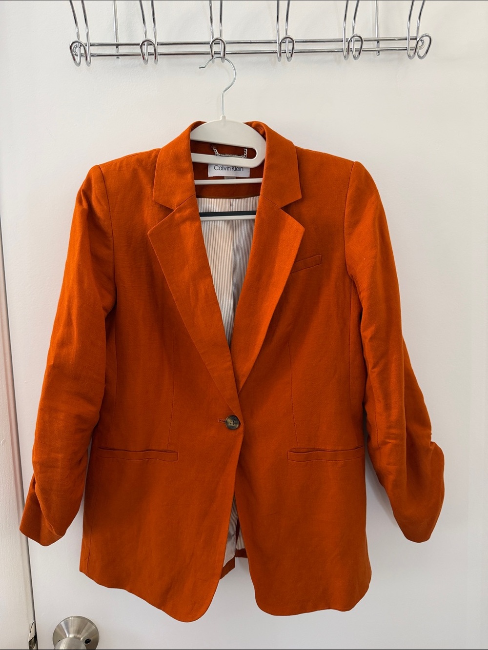 Calvin Klein Vibrant Orange Single-Button Blazer